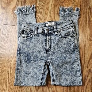Free People Raw Hem Skinny Jeans Women Blue Acid Wash Stretch Size‎ 24